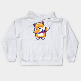 Cute baby shiba inu dog dabbing cartoon Kids Hoodie